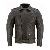 Casaco motard Cabedal  Custom  Unisexo Castanho