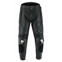 Calças Motard Cabedal Pretas