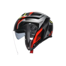 CAPACETE AGV IRIDES ZURIGO PRETO VERMELHO FLUO 