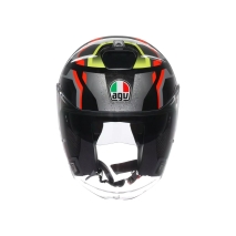 CAPACETE AGV IRIDES ZURIGO PRETO VERMELHO FLUO 