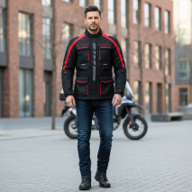 casaco motard Kangroute Atenea Vermelho 3/4