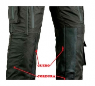 Pantalón biker impermeable de cordura y piel